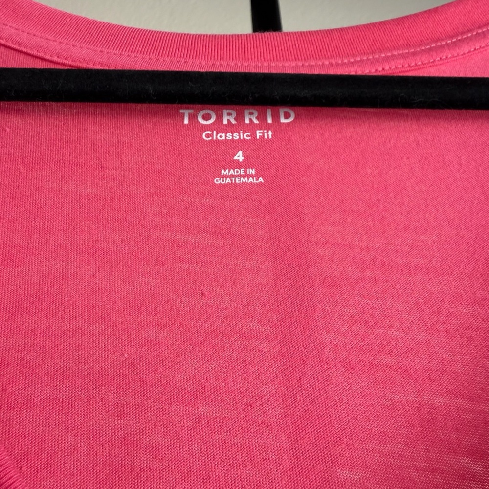 Plus Size Relaxed Barbie Pink V Neck Top Torrid 4X Lounge Soft Everyday Comfort - Picture 4 of 7